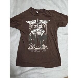 Bon Jovi The Circle Tour Shirt Mens Medium Brown Graphic Band Tee Rock Music